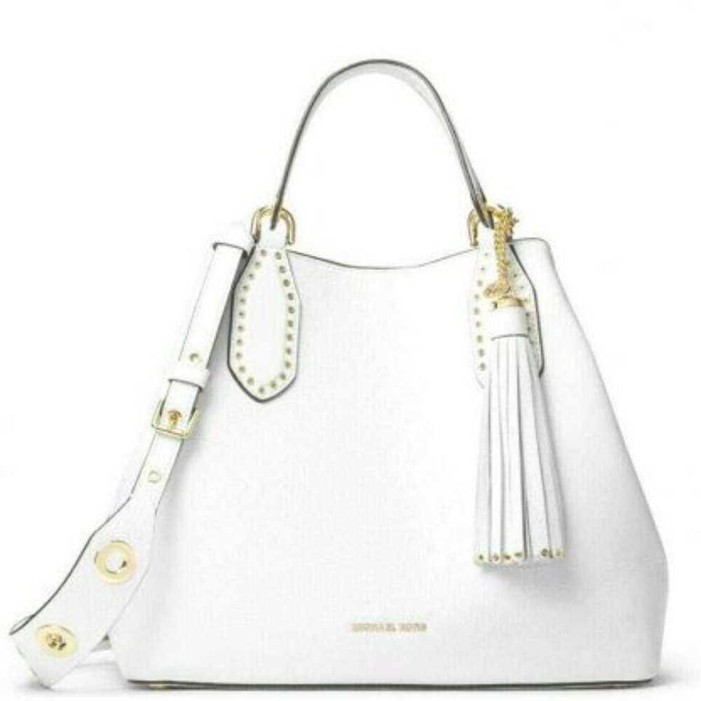 Michael Kors Small Pebbled Leather Satchel (White)